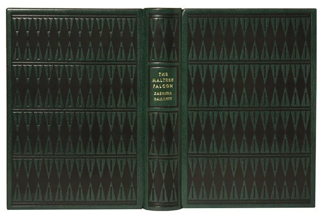 The Maltese Falcon bound in green goatskin with an Art Deco lozenge pattern in black